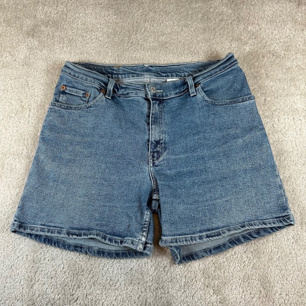 Vintage Levi's 555 Regular Shorts Womens 10 Blue Denim Stretch Mid Rise Cutoffs